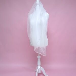 Sheer White Bridal Veil with Beaded Edge